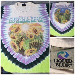 Vtg 98 Grateful Dead t-shirt 3XL Tie Dye Turtle Terrapin Sunflower Liquid Blue